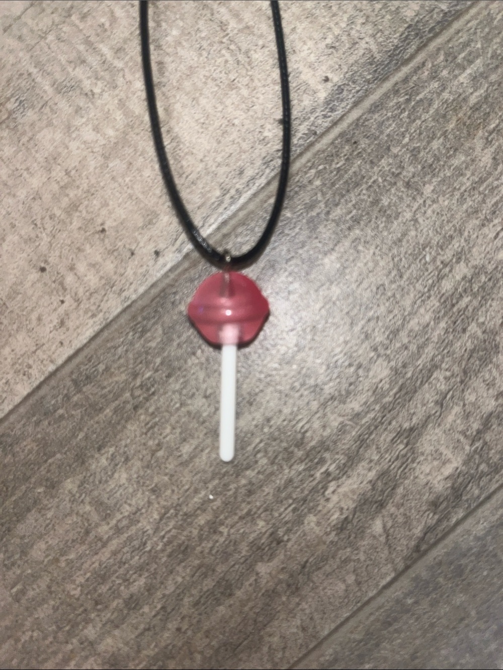Pink Lollipop Pendant Necklace on Black Cord - Playful Women’s Jewelry